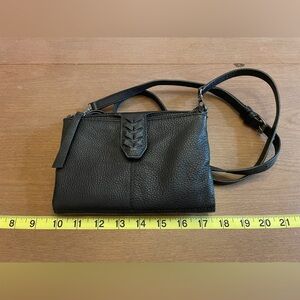 Lucky Brand Small Black Leather Crossbody Wallet Bag